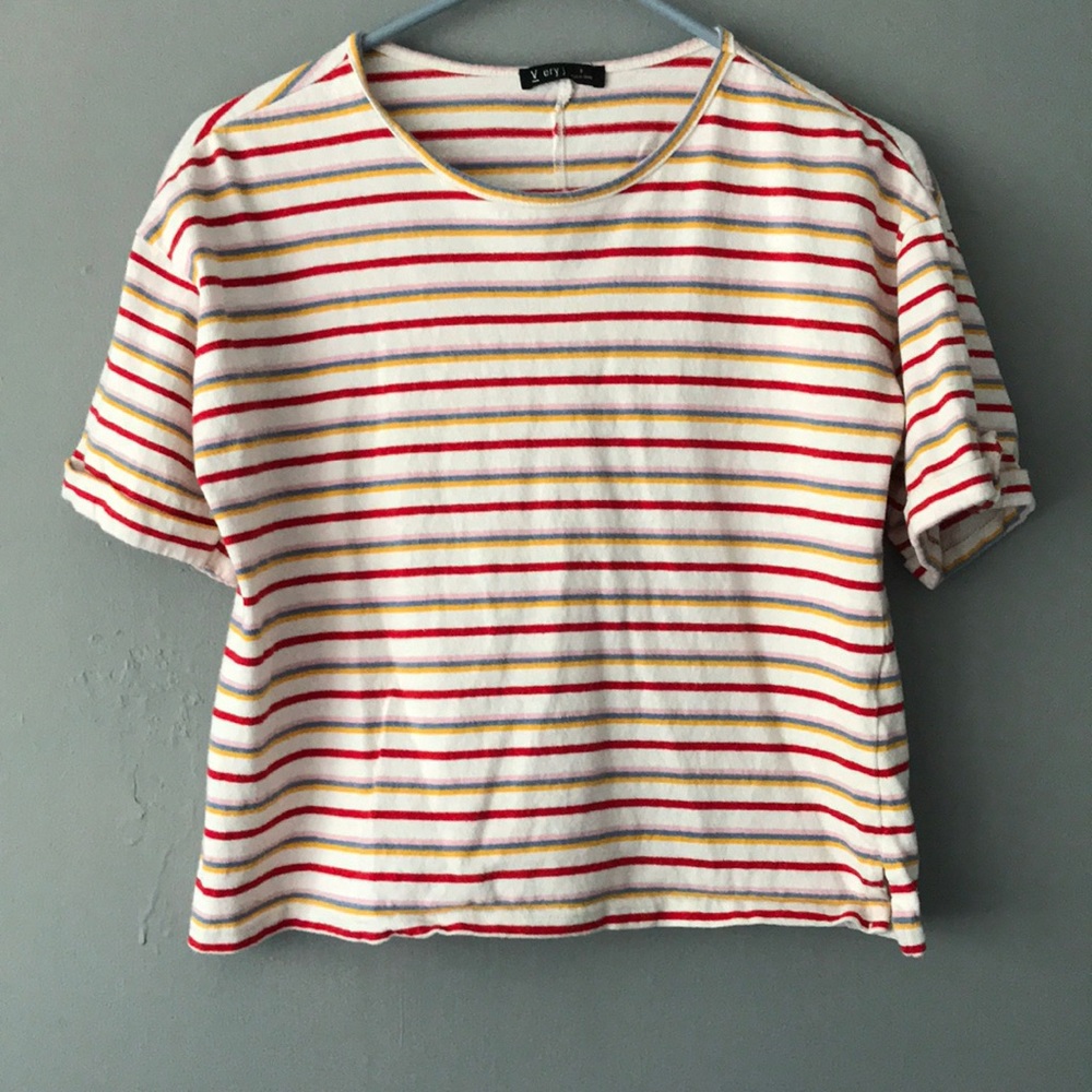 Very J Striped Short Sleeved T-Shirt Size Small